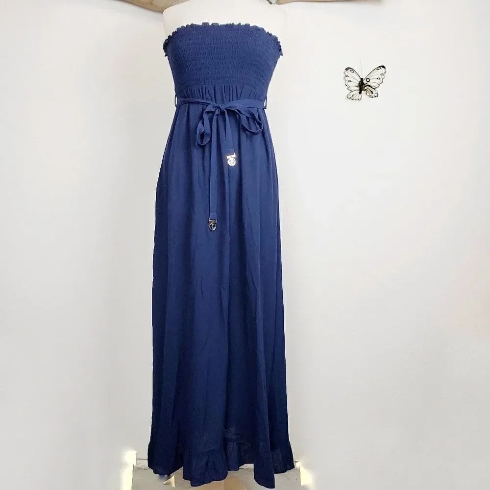 Juicy couture strapless navy maxi dress with sash